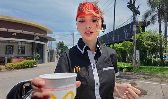 Русская официантка не смогла отказаться от крепкого члена