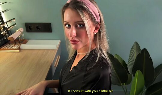 Bored Russian slut starts sucking neighbor's cock